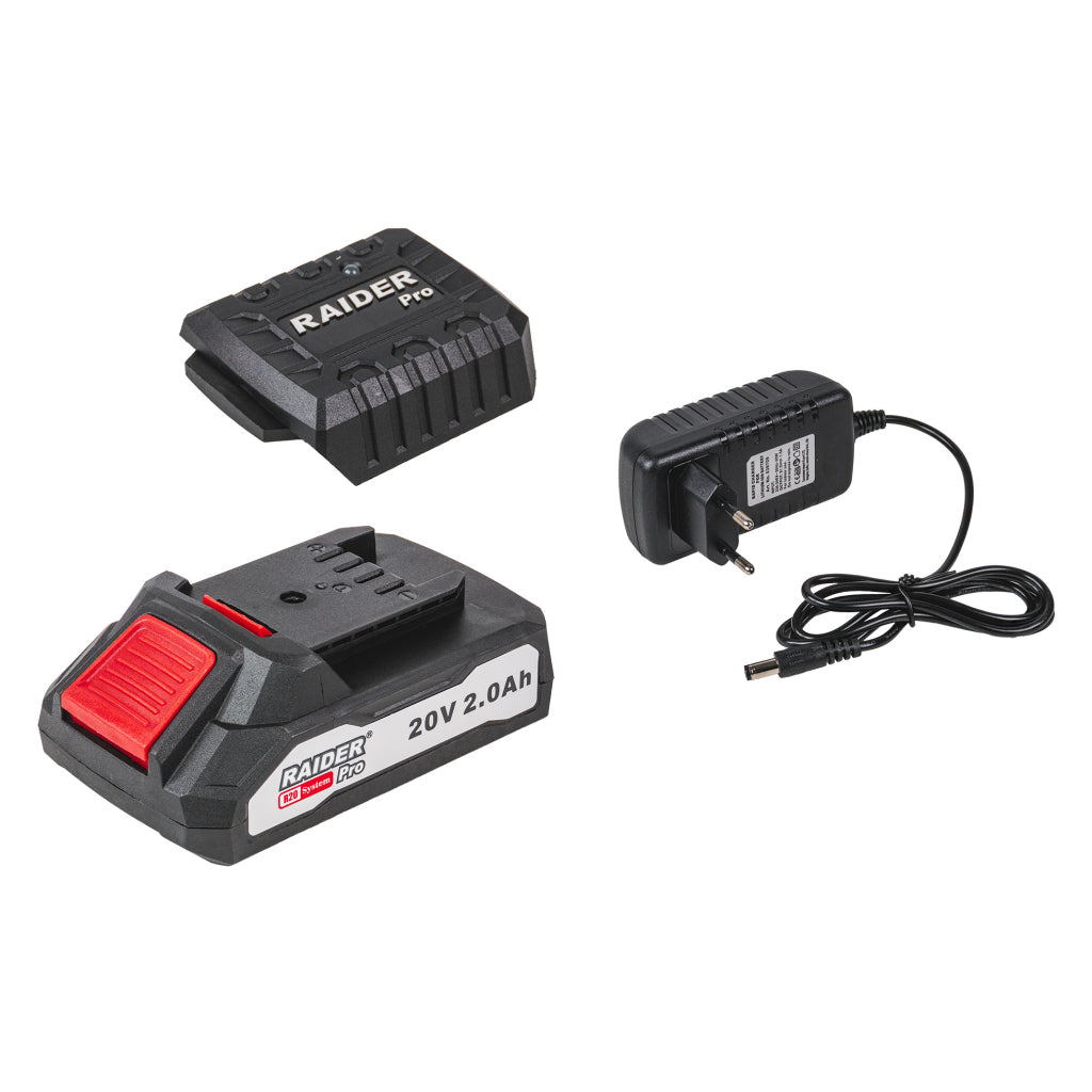 TÖLTŐ ÉS AKKUMULÁTOR KÉSZLET 20V 2.0Ah RAIDER
