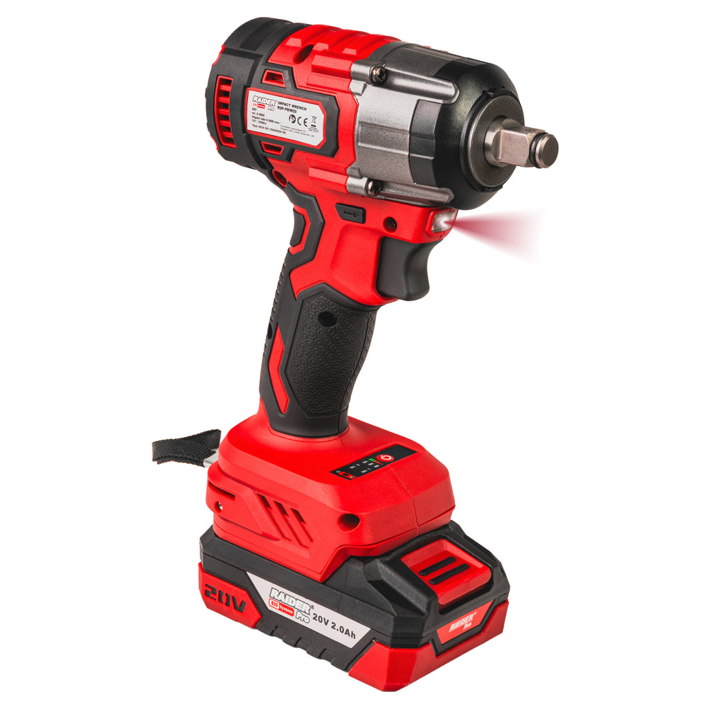 FÚRÓ ÉS CSAVAROZÓ 44Nm, ÜTVECSAVAROZÓVAL 1/2 320Nm 2X2Ah AKKUMULÁTORRAL RAIDER PRO