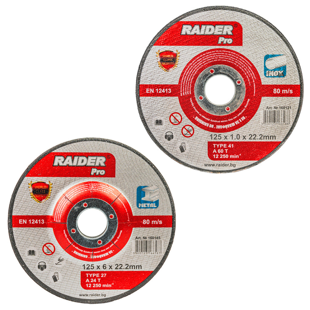 SAROKCSISZOLÓ R20 125 MM 4Ah AKKUMULÁTORRAL, 2 VÁGÓKORONGGAL ÉS MŰANYAG DOBOZZAL RAIDER PRO