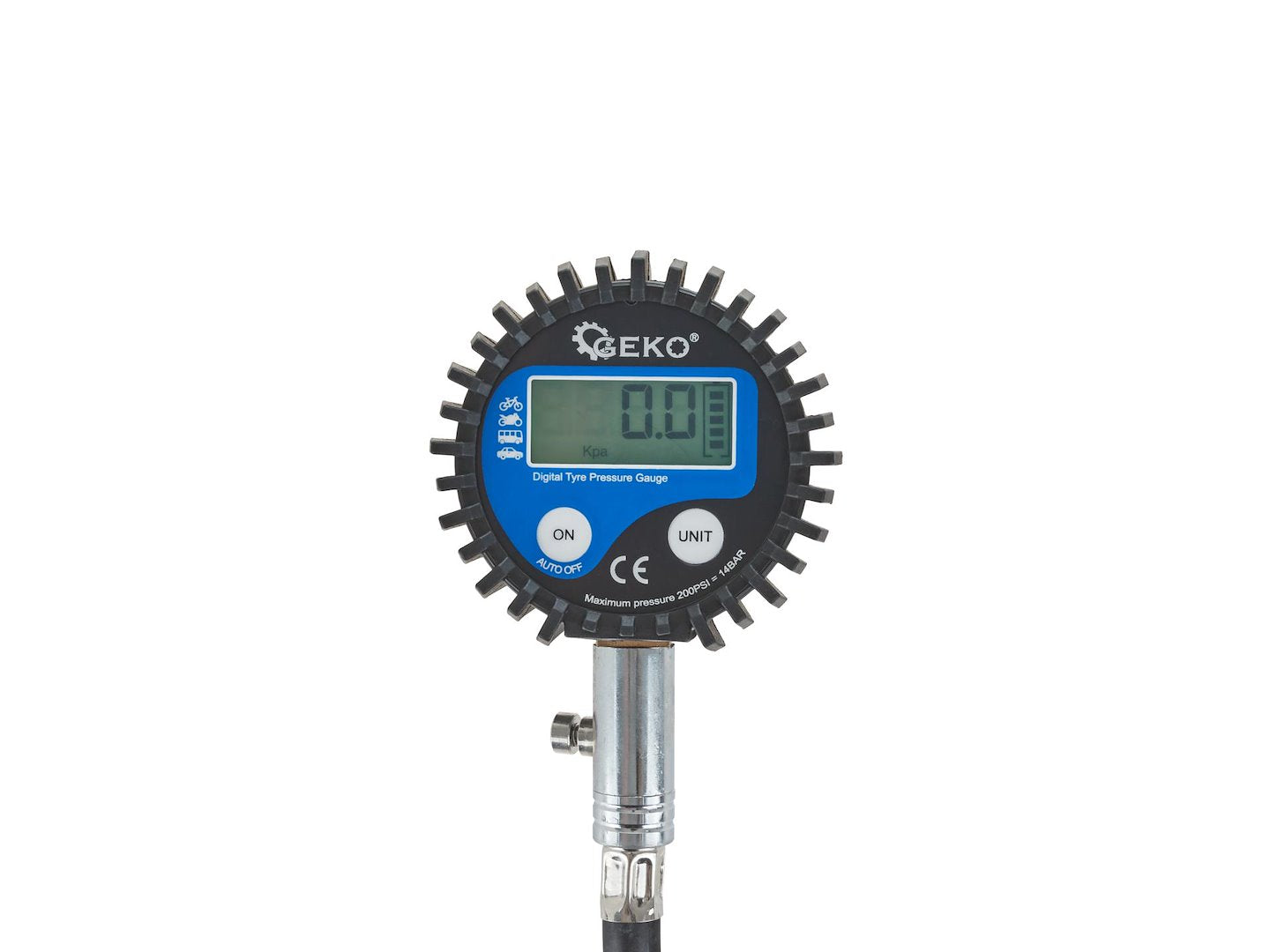 GUMIABRONCS NYOMÁSMÉRŐ TÖMLŐVEL ÉS DIGITÁLIS KIJELZŐVEL GEKO