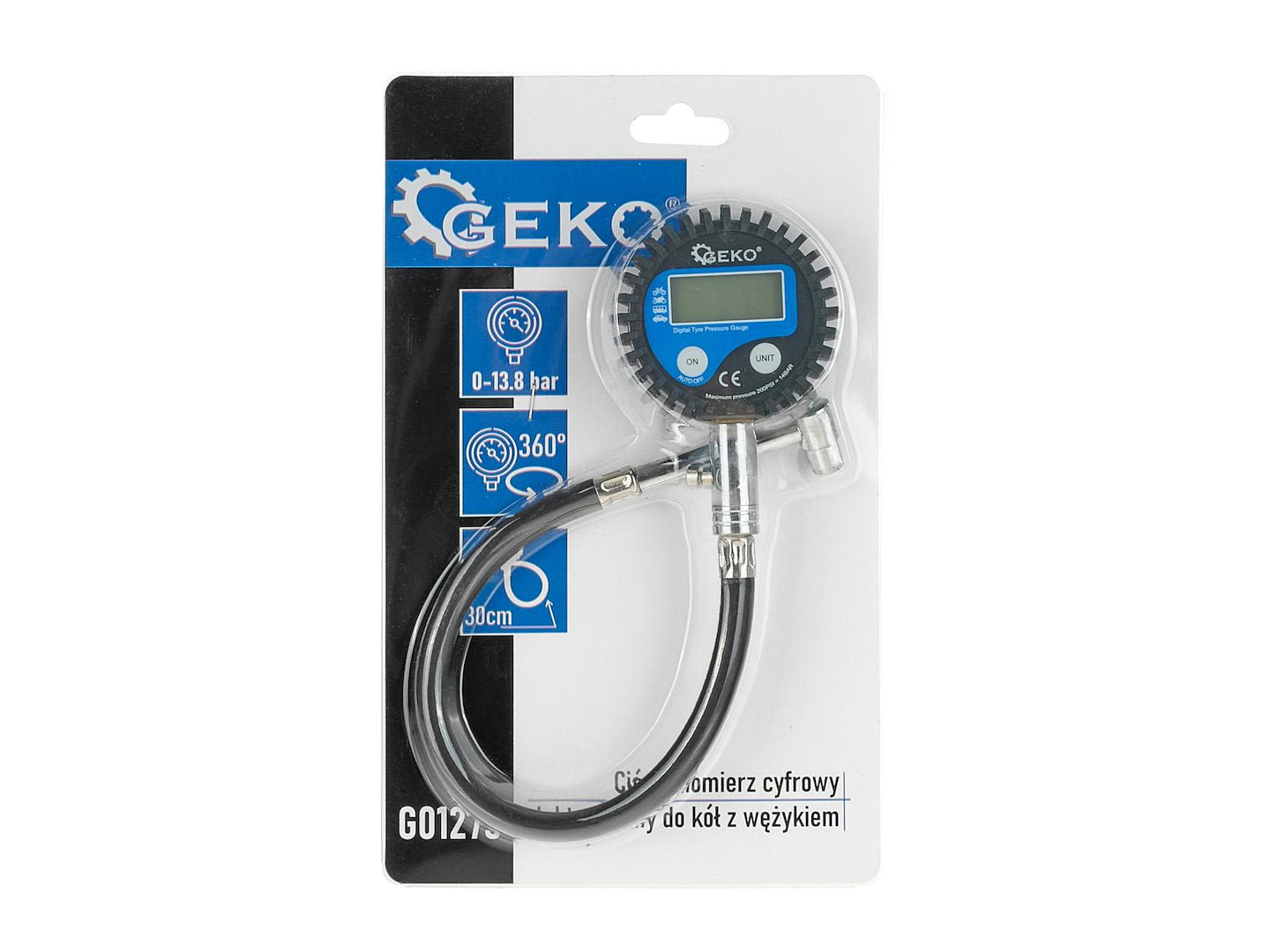 GUMIABRONCS NYOMÁSMÉRŐ TÖMLŐVEL ÉS DIGITÁLIS KIJELZŐVEL GEKO