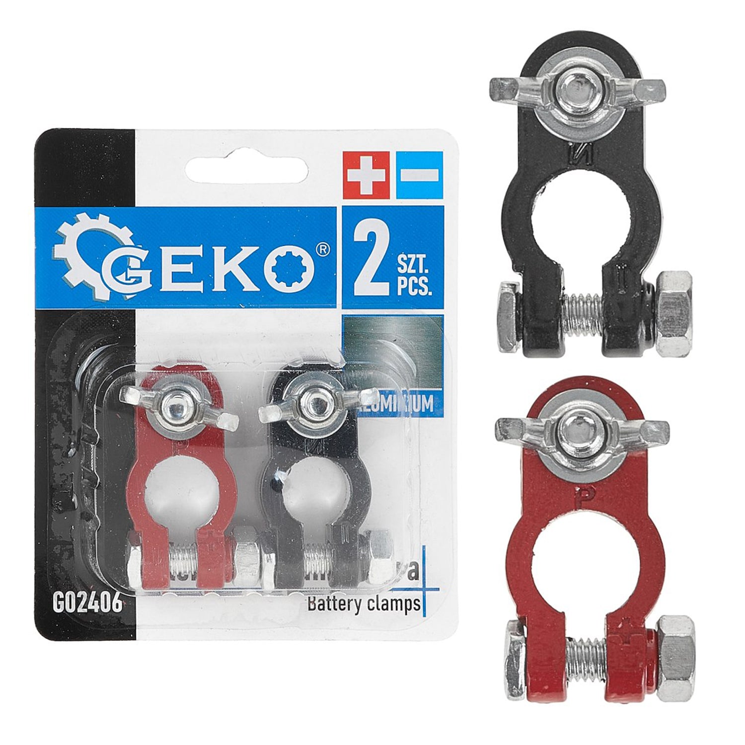 ALUMÍNIUM AUTÓ AKKUMULÁTOR CSATLAKOZÓ KÉSZLET 2 DB GEKO