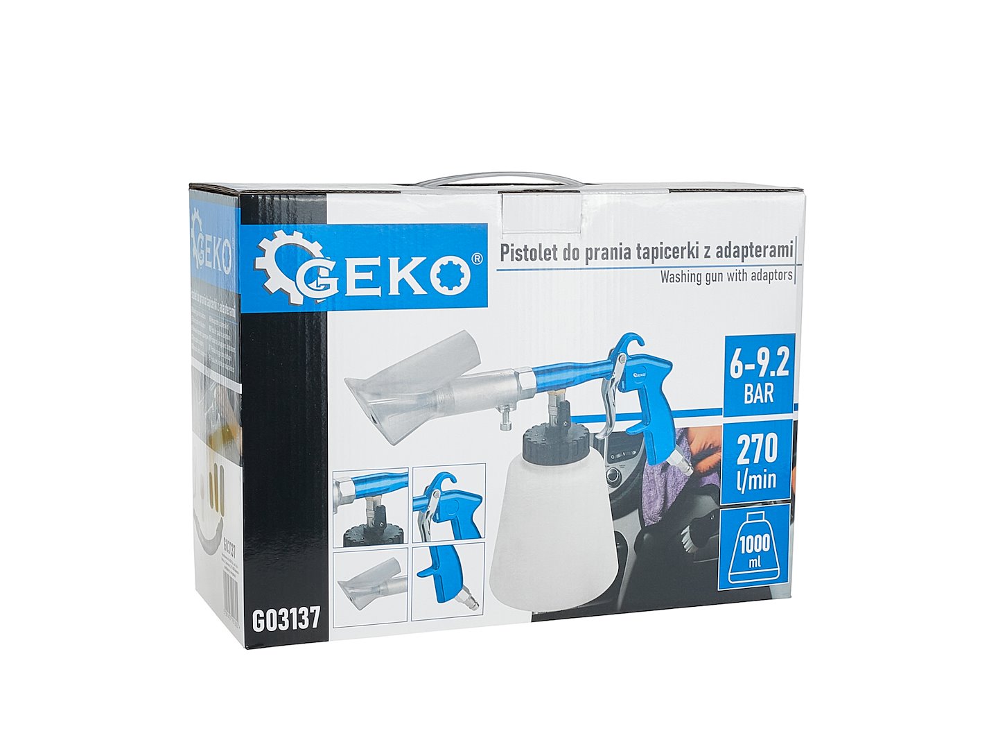 PNEUMATIKUS TORNADOR KÁRPIT TISZTÍTÓ PISZTOLY GEKO VÁKUUMADAPTERREL