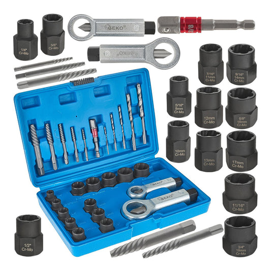 SÉRÜLT CSAVAR ELTÁVOLÍTÓ KÉSZLET CSAVAROK ANYÁKHOZ 26 DB