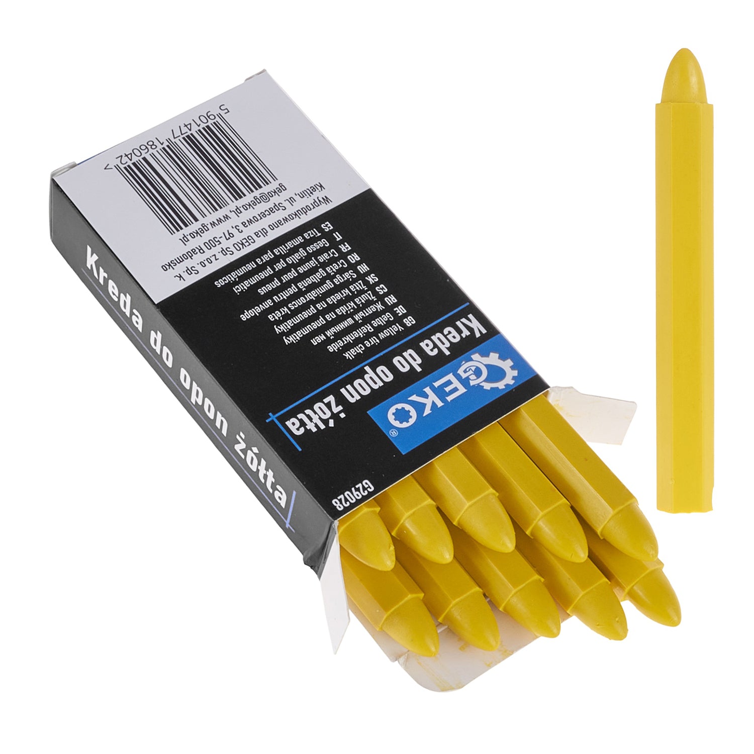 10 darabos sárga krétakészlet gumiabroncsok jelölésére 12x110mm