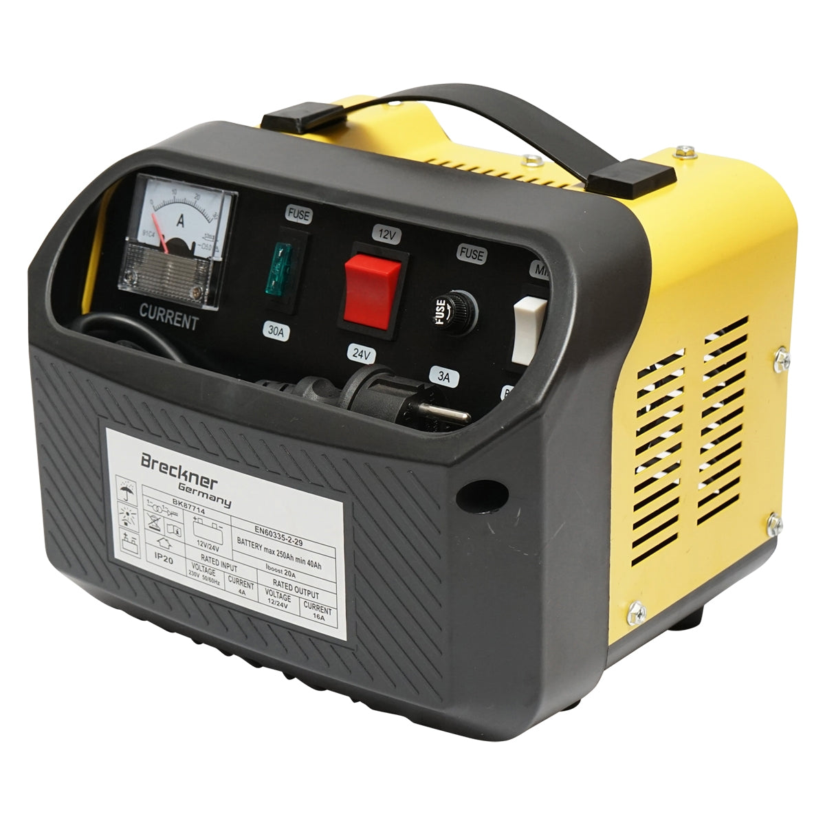 AUTÓAKKUMULÁTOR TÖLTŐ 12/24V 20A 230V/566W 40-250AH AKKUMULÁTOROKHOZ BRECKNER GERMANY