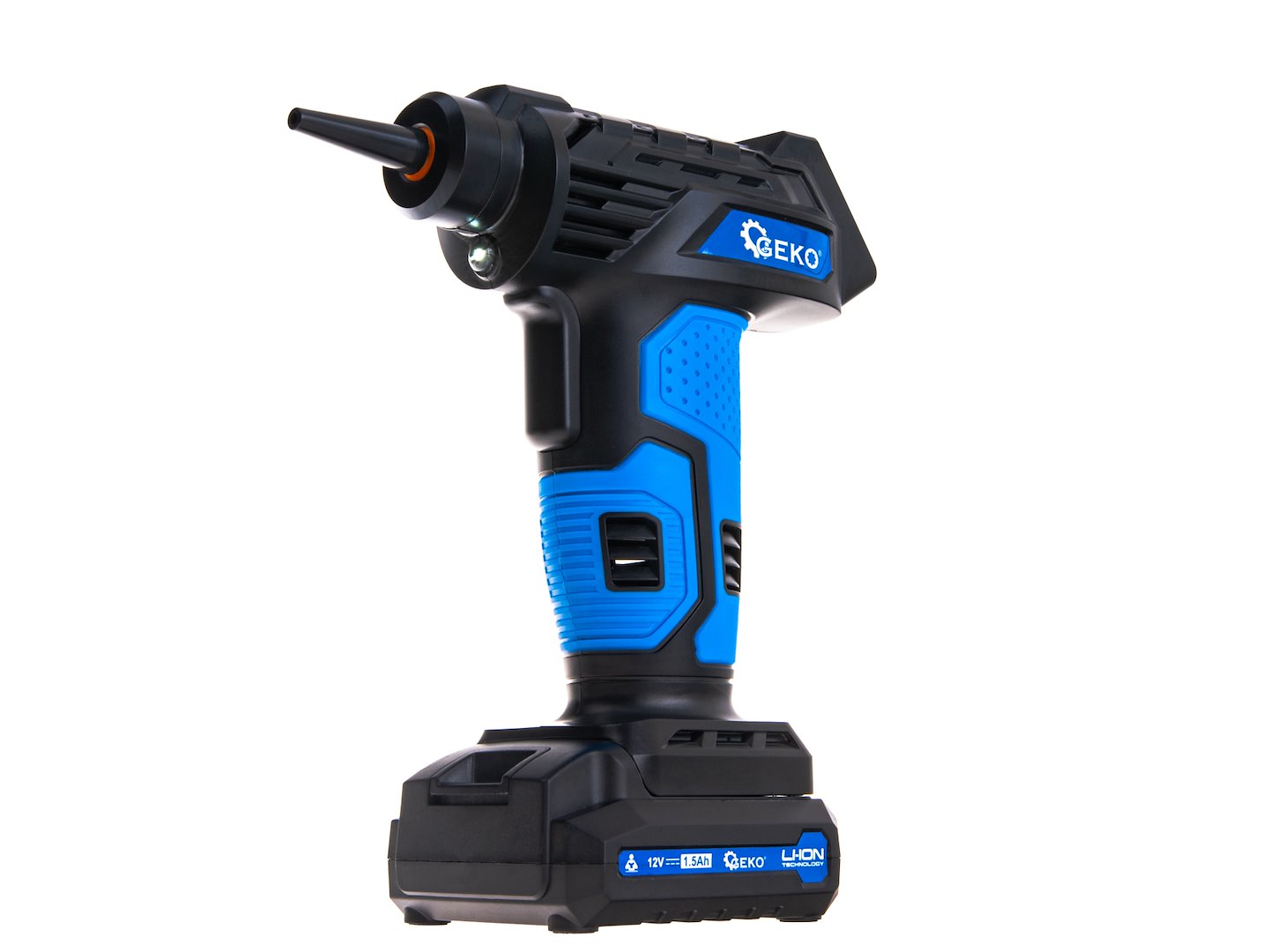 HORDOZHATÓ AUTÓS KOMPRESSZOR AKKUMULÁTORRAL 12V ÉS LCD KIJELZŐVEL GEKO