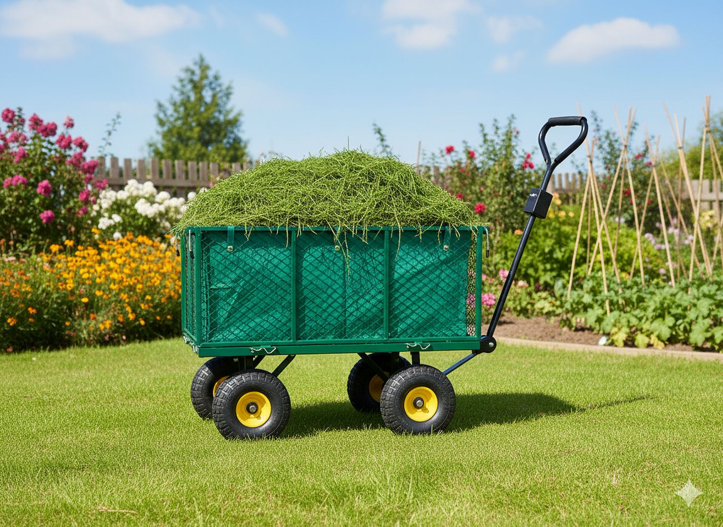 KERTI KOCSI LEHAJTHATÓ OLDALFALAKKAL 220 L 96×51×40 CM GEKO