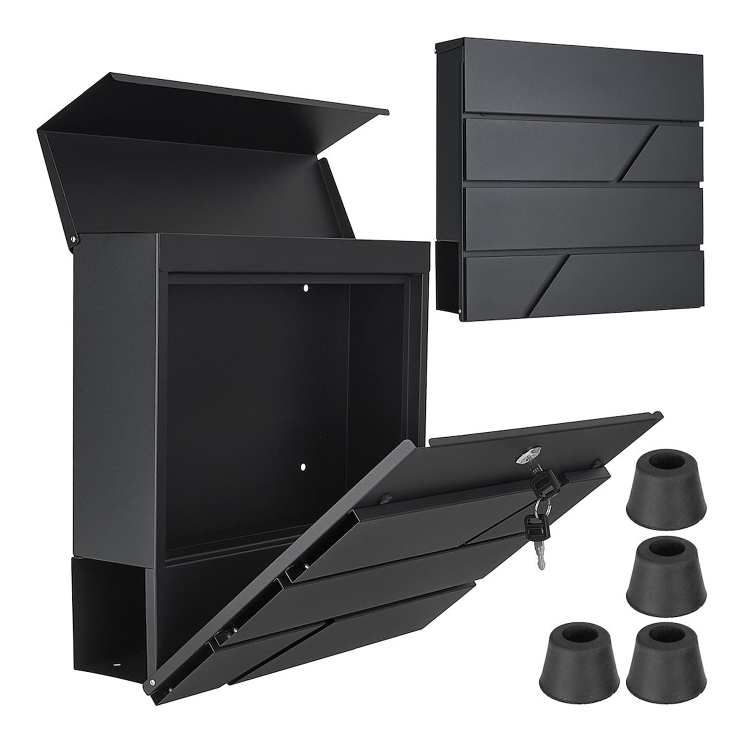 POSTALÁDA ÚJSÁGTARTÓVAL ANTRACITSZÜRKE 36,7×37×10 CM