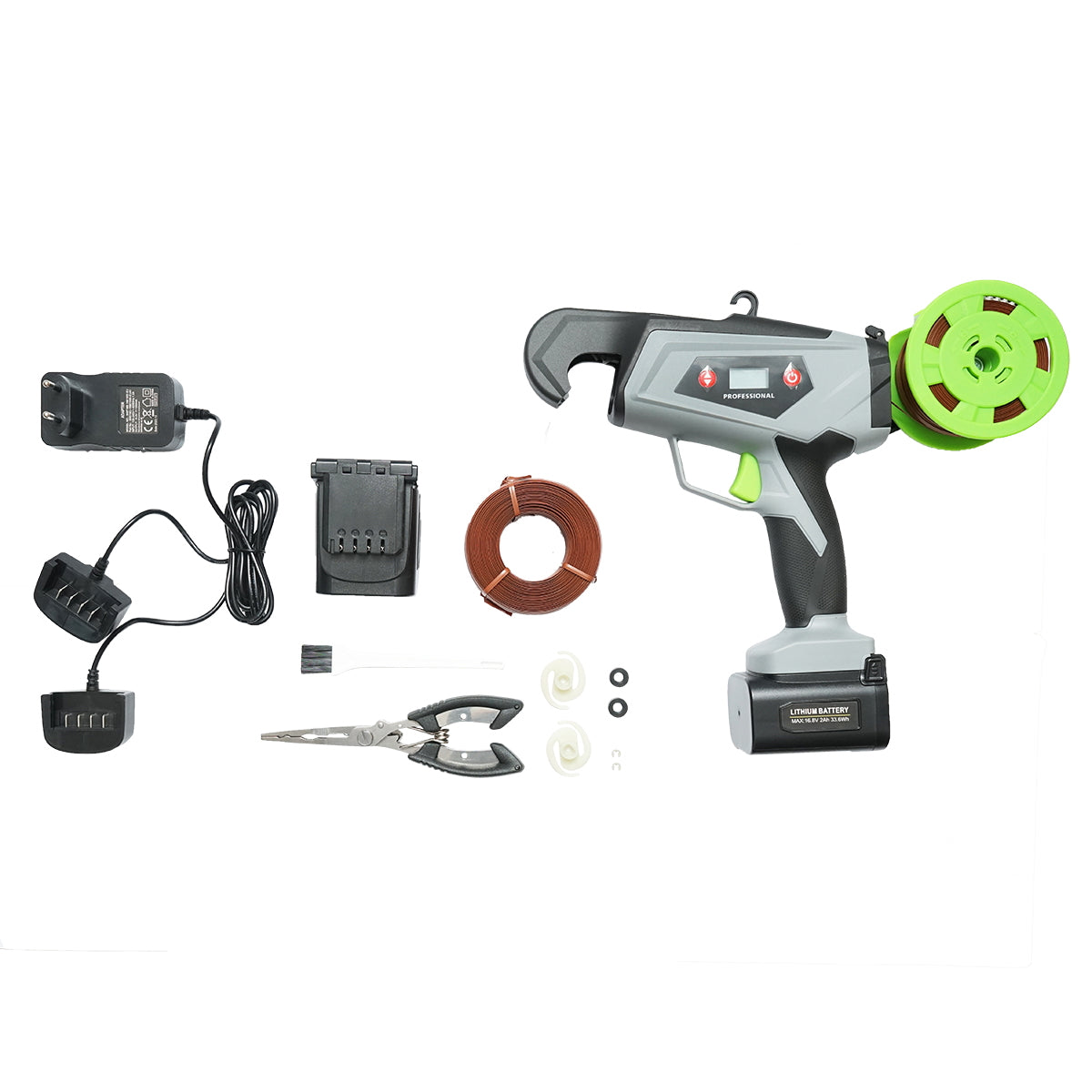 Automata kötözőgép szőlőhöz, zöldségekhez, gyümölcsfákhoz, 60W, Li-ion akkumulátor 16.8V, 25 mm átmérő