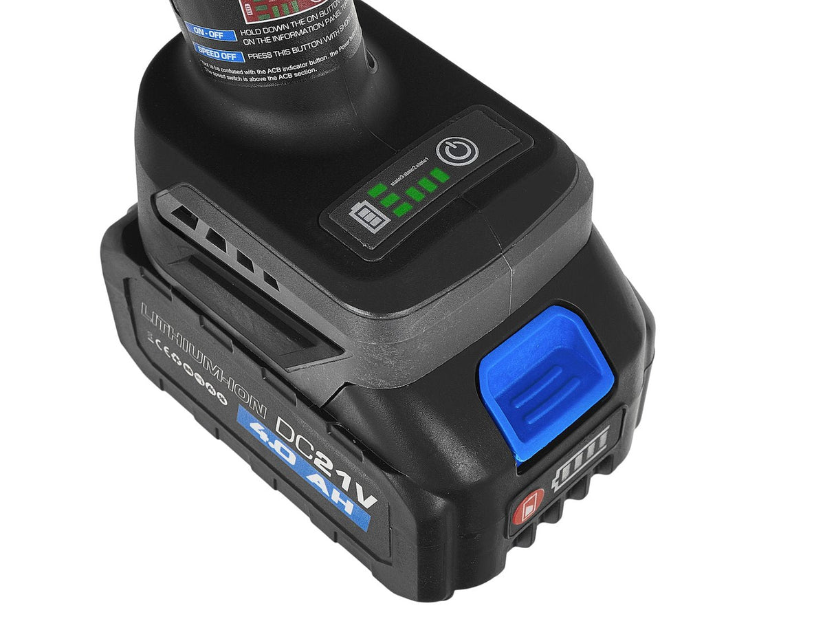 Akkumulátoros sarokcsiszoló 125 mm, 950 w, 21 v, 2 × 4 Ah GEKO