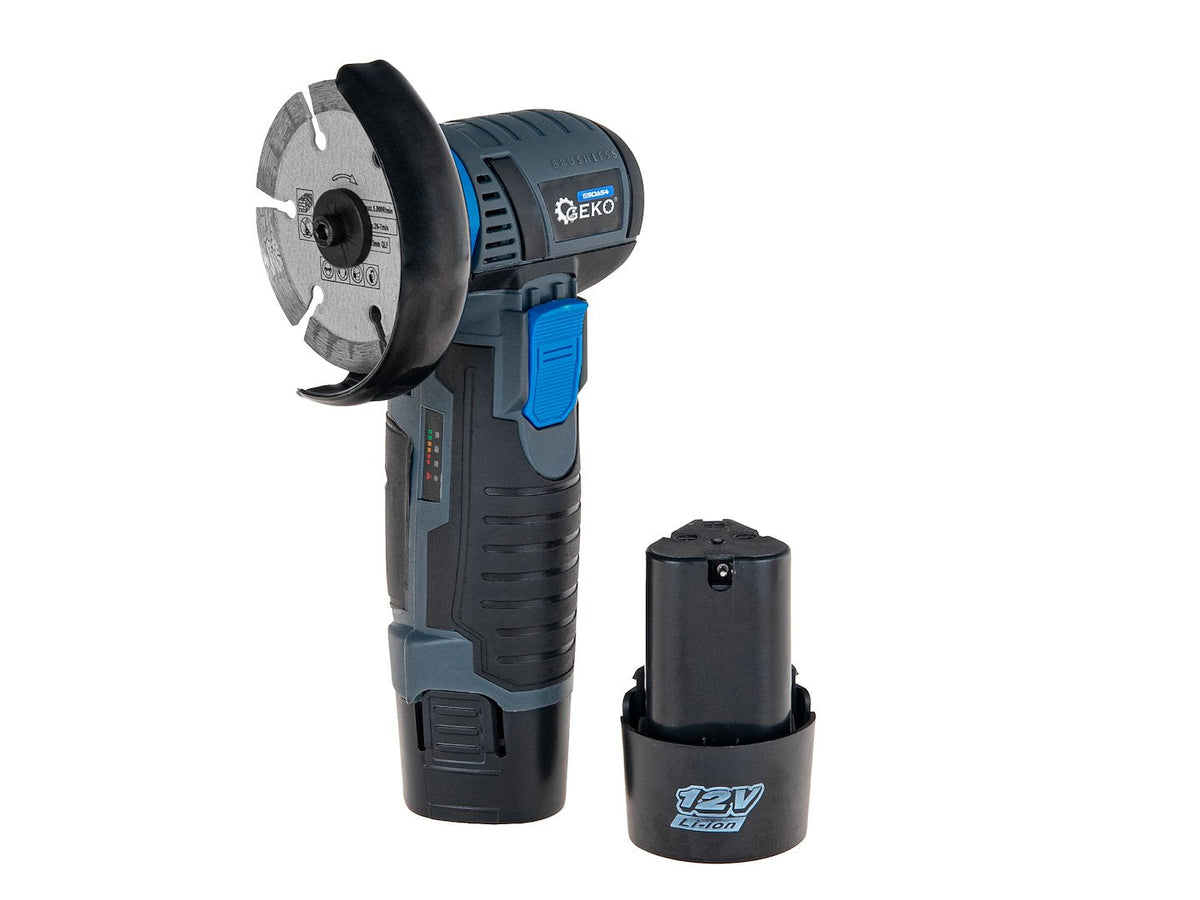 Akkumulátoros mini sarokcsiszoló 76 mm, 12 V GEKO