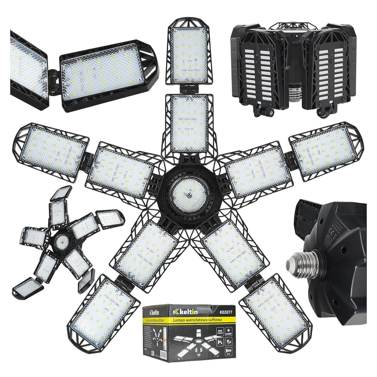 Összecsukható e27 LED lámpa, 90 W, 8300 lm, 6500 K KELTIN