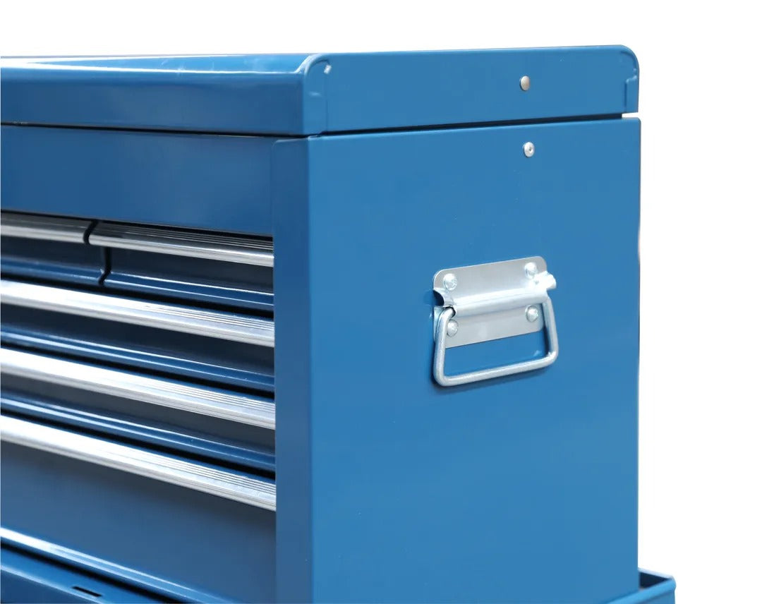 ÜRES FÉM SZERSZÁMOS SZEKRÉNY - SZERSZÁMOS KOCSI 2 DB 6 FIÓK 2 AJTÓ KÉK, HBM, HOLLANDIA, 61,4 X 33 X 106,4 CM