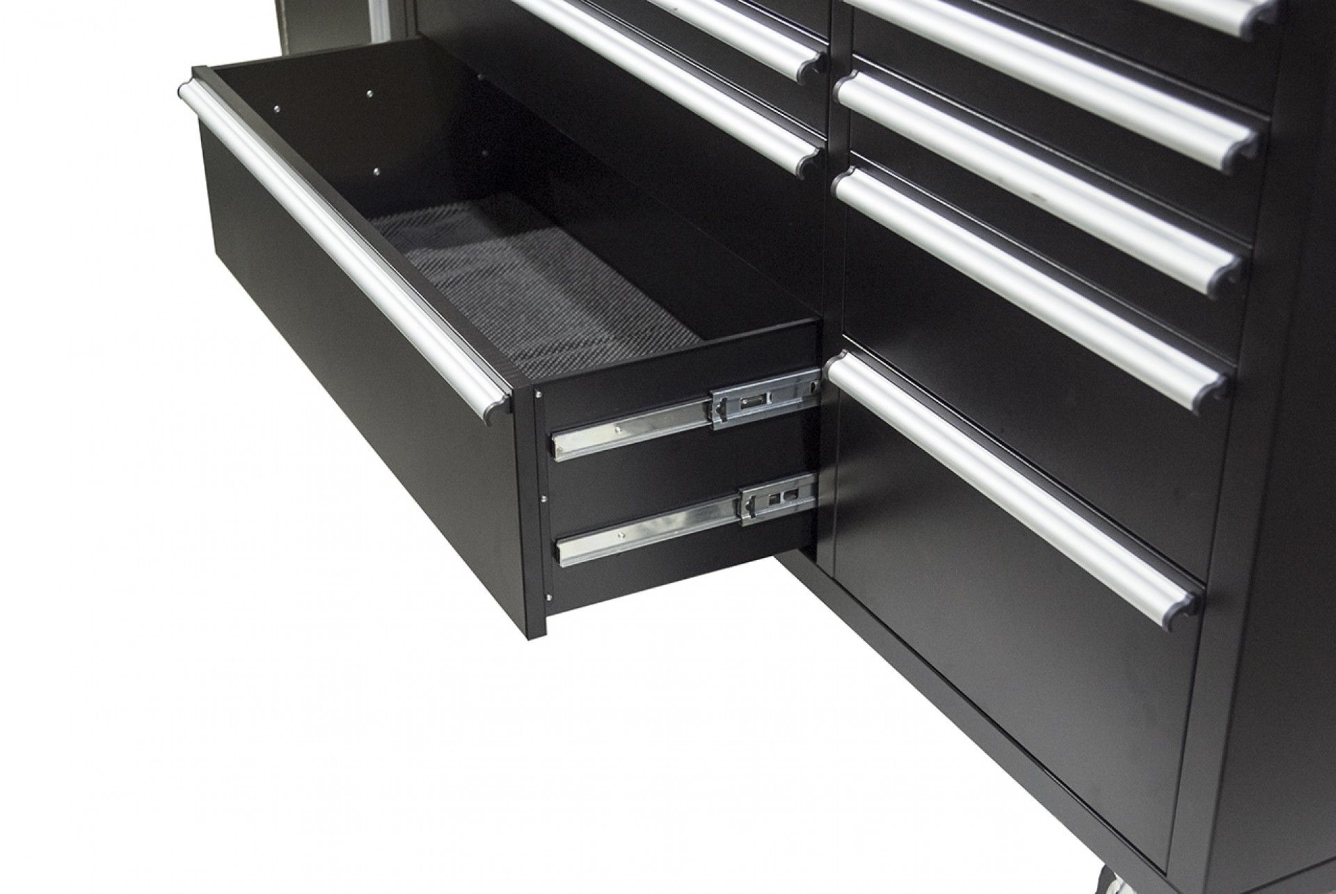 GURULÓ PROFESSZIONÁLIS SZERSZÁMOS SZEKRÉNY PANELLEL KEMÉNYFA MUNKALAPPAL 213 CM 10 FIÓKKAL KROFTOOLS PROFESSIONAL PORTUGAL