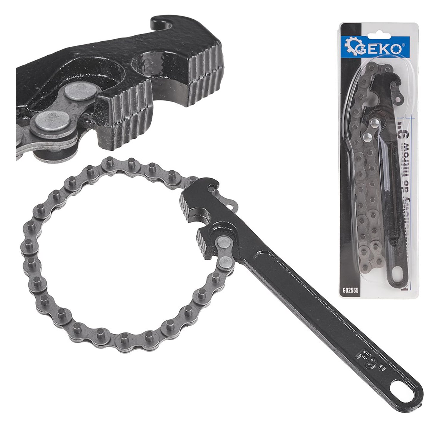 ÁLLÍTHATÓ LÁNCOS OLAJSZŰRŐ KULCS 9" 60-125 MM GEKO