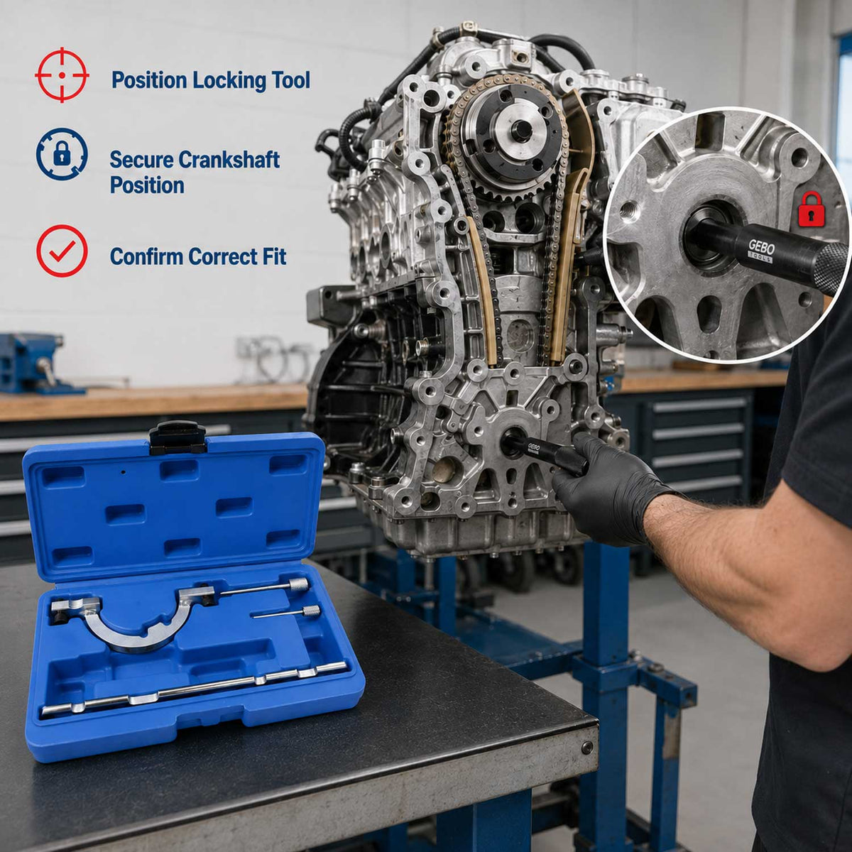 Vezérlésrögzítő készlet OPEL 1.0 1.2 1.4 12V GEBO TOOLS