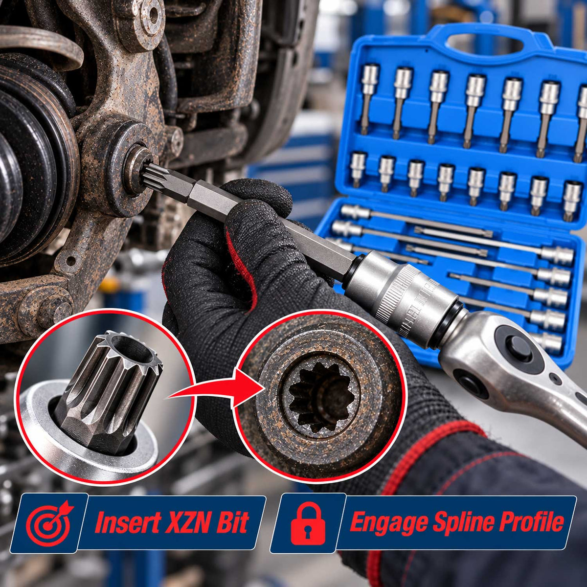 Bit készlet XZN m spline 1/2" 26 db