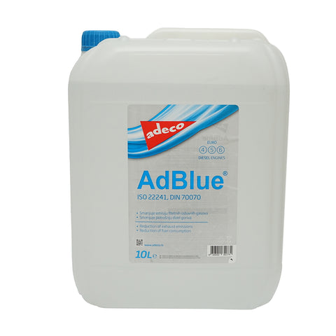 AdBlue adalék EURO 4, 5, 6 rendszerekhez, 10L, tölcsérrel/átfolyó tömlővel, Adeco