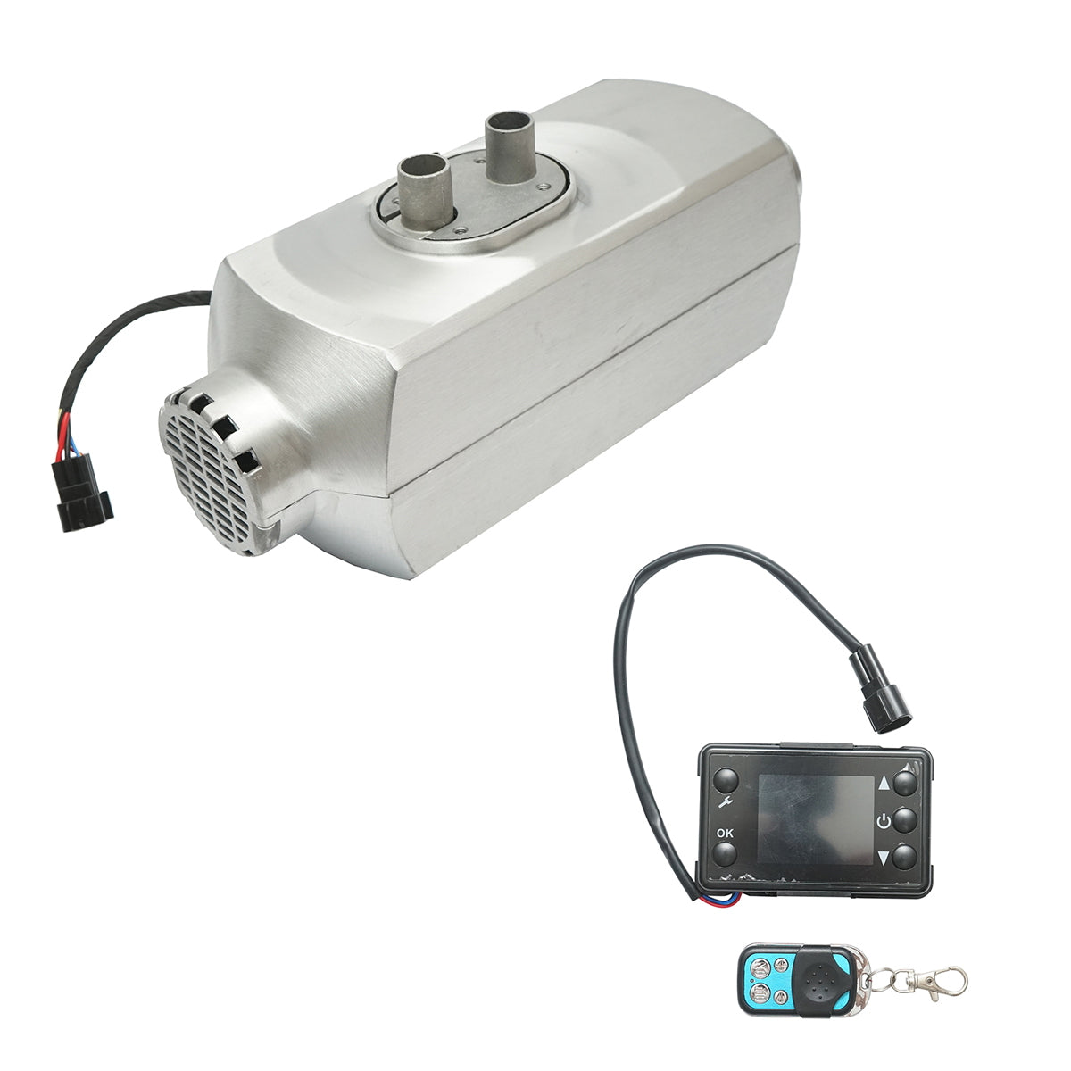 Állóhelyzeti fűtés, sirocou 12–24V, 5KW, távirányítóval, LCD kijelzővel és Kyocera izzítógyertyával, Breckner Germany