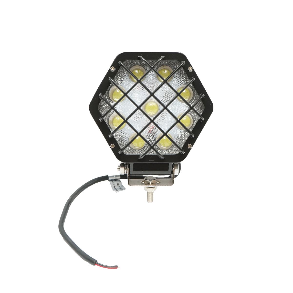 Hatszögletű reflektor, fekete fémráccsal, 9 LED, 30° sugárzási szög, DC 10–80V, 27W, Breckner Germany