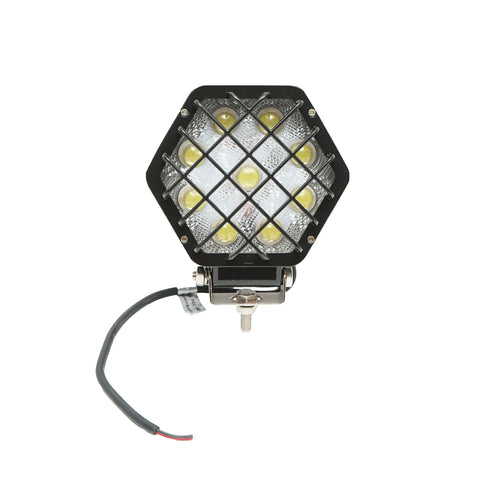 Hatszögletű reflektor, fekete fémráccsal, 9 LED, 30° sugárzási szög, DC 10–80V, 27W, Breckner Germany