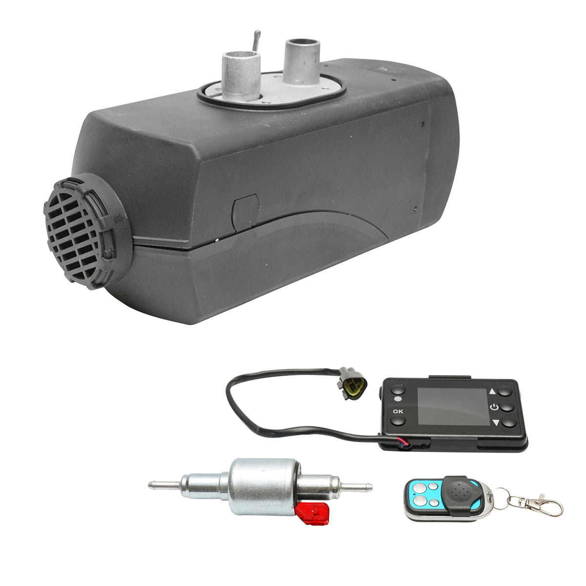 Állóhelyzeti fűtés, sirocou 12V, 2KW, LCD kijelzővel, távirányítóval és Kyocera izzítógyertyával, Breckner Germany