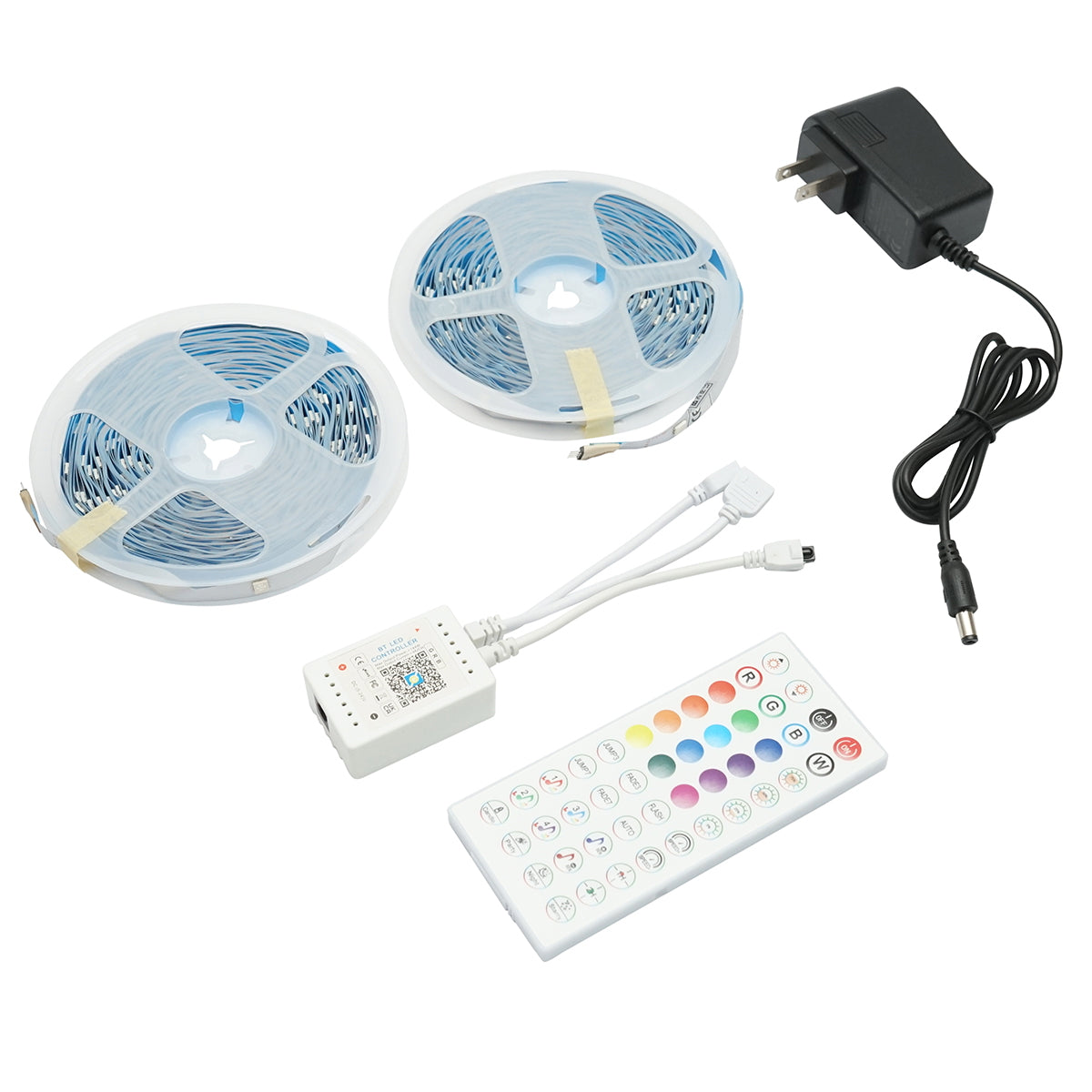 Intelligens LED szalag 2x15m, 24V távirányítóval, hangvezérléssel, bluetooth, USB app, 30m RGB IP20 Breckner Germany