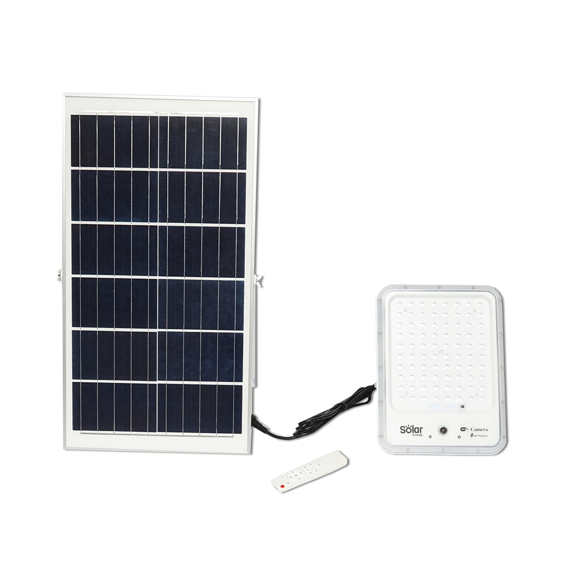 LED lámpa 20W, 2 MP wifi CCTV kamerával, 35W napelemmel és 3.2V / 30Ah akkumulátorral
