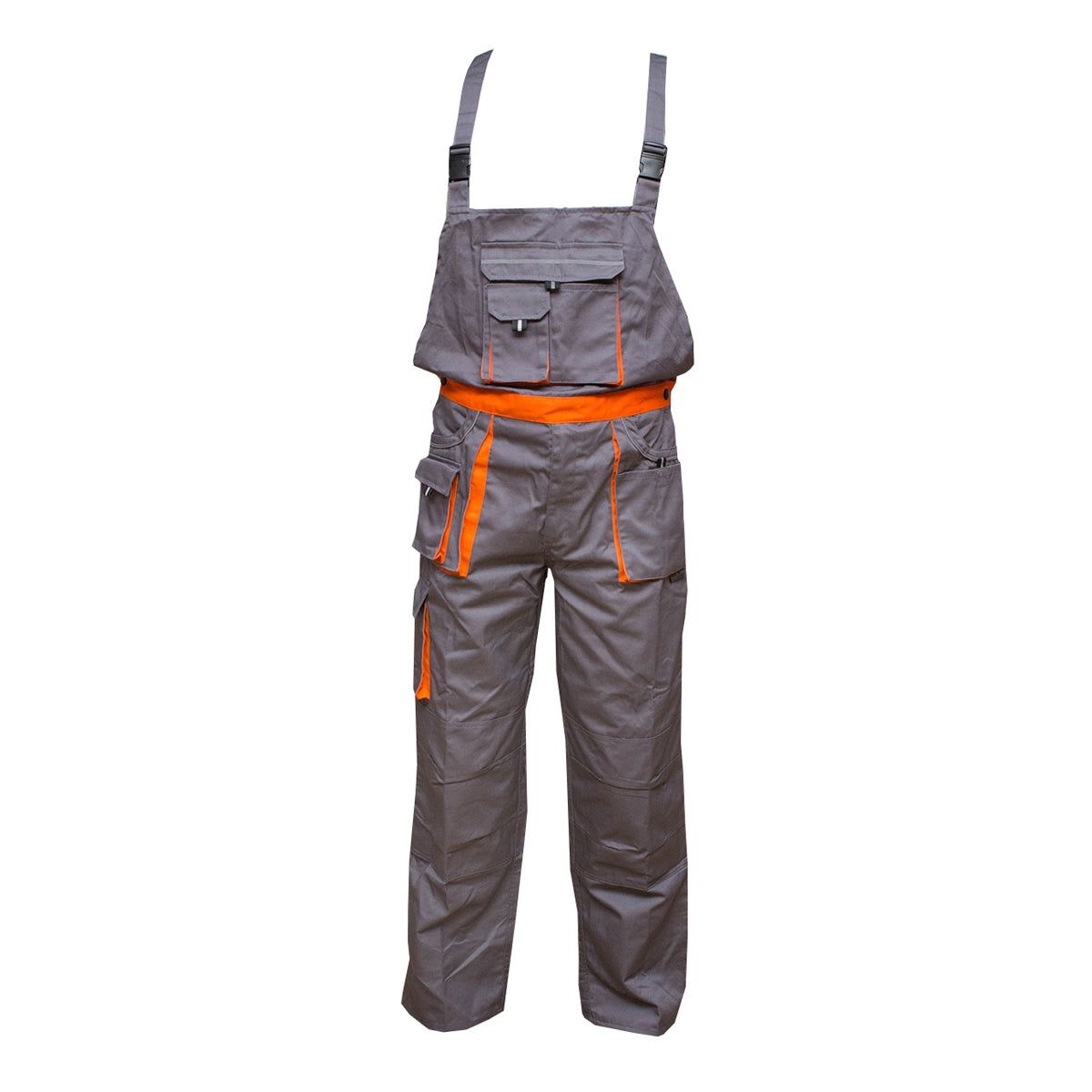 Kantáros munkásnadrág, szürke/narancssárga, 48-as méret, poliészter-pamut, 235 g/m², Breckner Germany