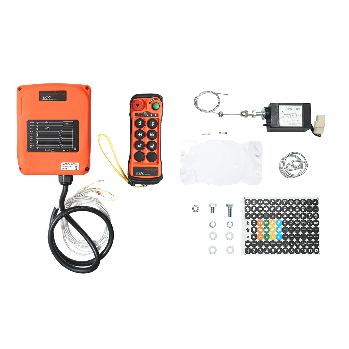 Vezeték nélküli távirányító Erdei traktor csörlőhöz, motorfordulatszám-szabályozó mechanizmussal a távirányítón, retenciós funkció nélkül, Q modell, 12V rendszeren