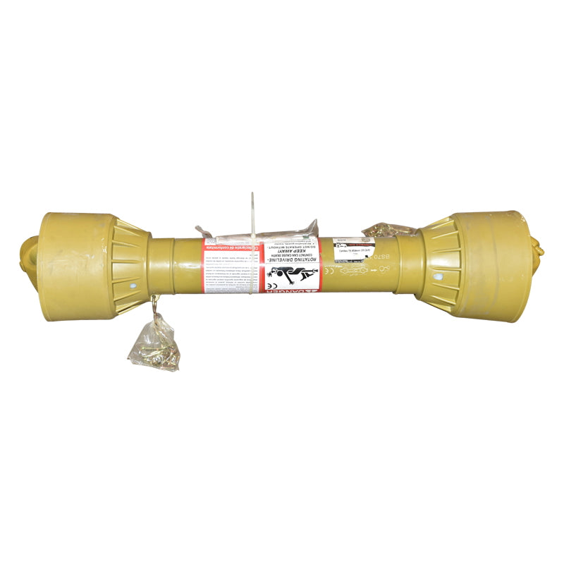 Kardántengely 850 mm, T6, kereszt 30,2x92 mm, háromszög alakú csővel, 1 3/8" Z=6, rotációs kapához