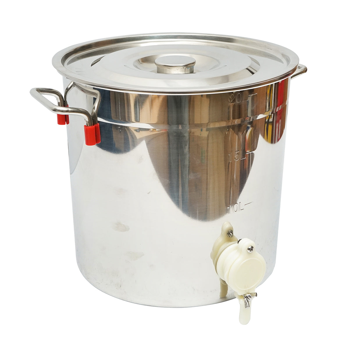 Rozsdamentes acél, beosztással ellátott mézletöltő tartály fedéllel, 30 kg