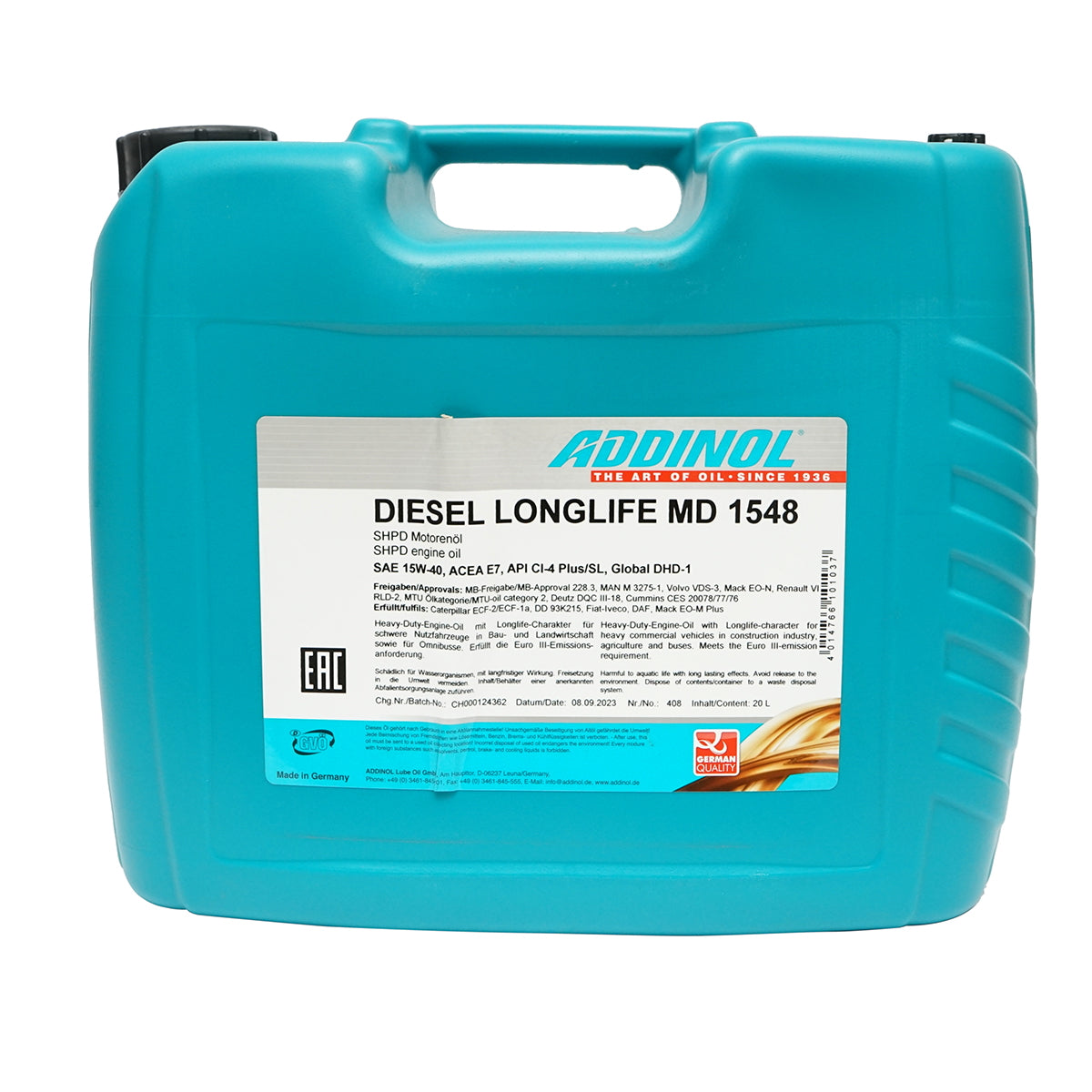 Longlife MD1548 15W40 motorolaj, 20L, Addinol, dízelmotorokhoz