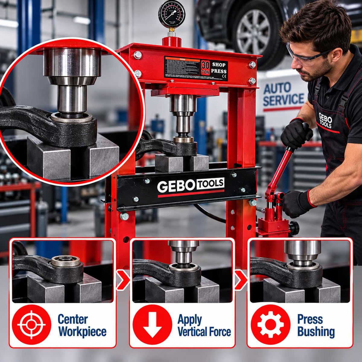 Hidraulikus prés dupla hengeres 30T GEBO TOOLS