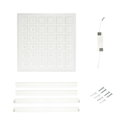Slim LED panel 48W, 220V, 6500K, IP20, 600x600x7 mm, felületre vagy álmennyezetbe szerelhető, Breckner Germany