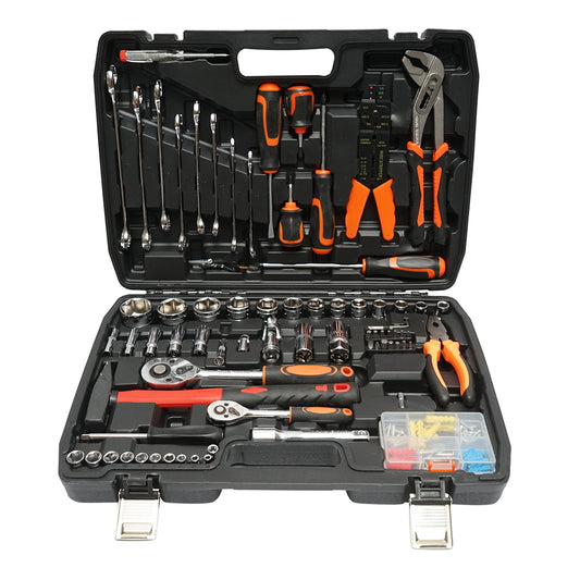 SZERSZÁMKÉSZLET, DUGÓKULCS, BITEK, IMBUSZ, CSAVARHÚZÓ, KRIMPELŐ ÉS FOGÓK 114 DB BRECKNER GERMANY