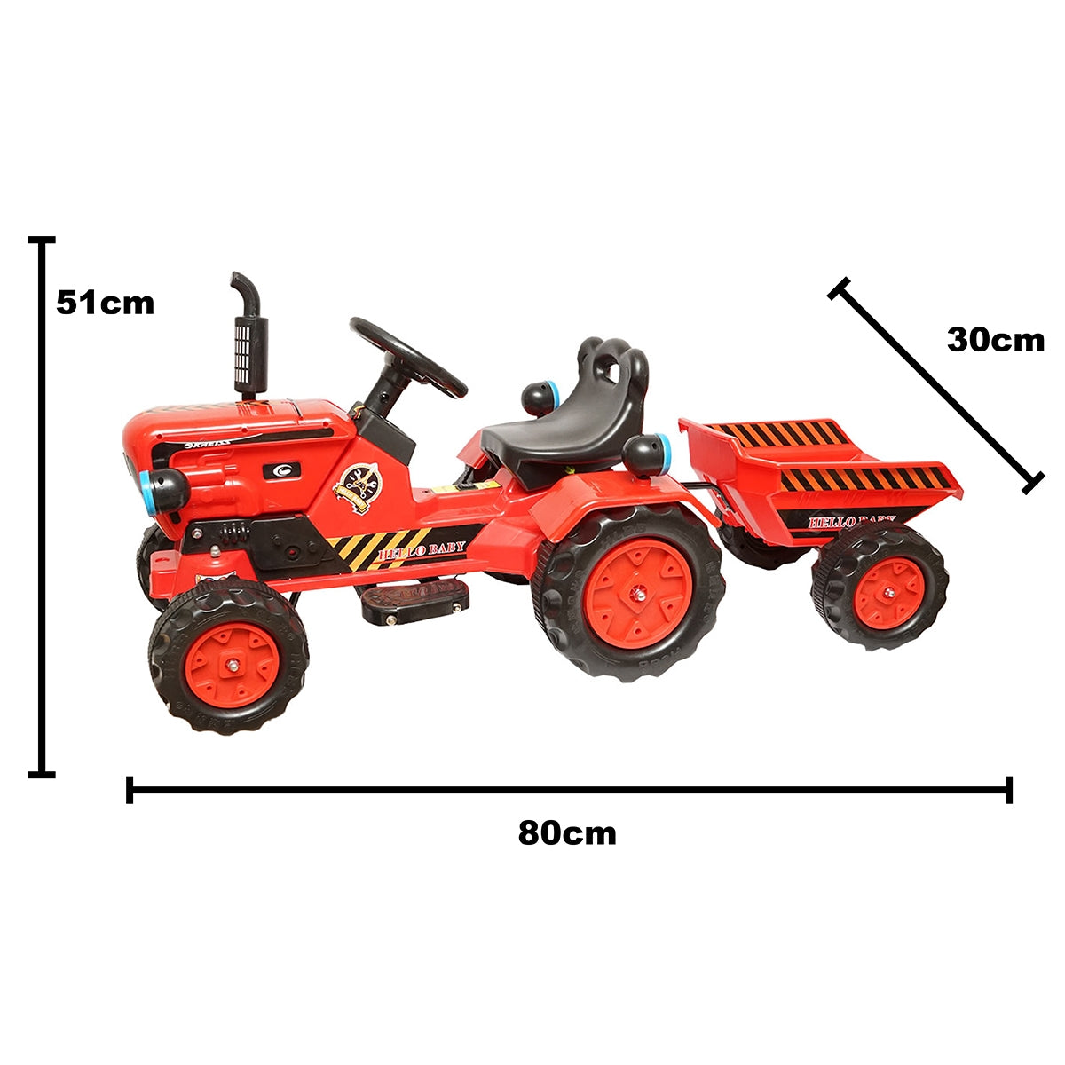 Elektromos traktor pótkocsival és akkumulátorral gyerekeknek, játék 3-6 éveseknek Hello Baby, Breckner Germany