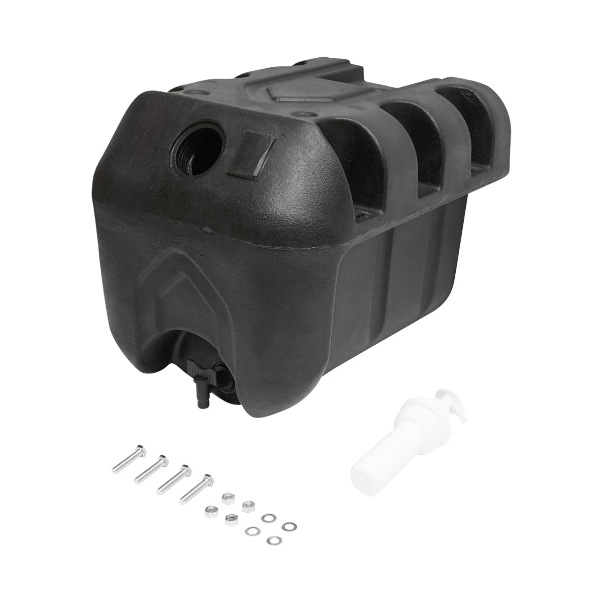 Víztartály 30 literes csappal és 250 ml-es szappanadagolóval fekete műanyag 332x420x331 mm