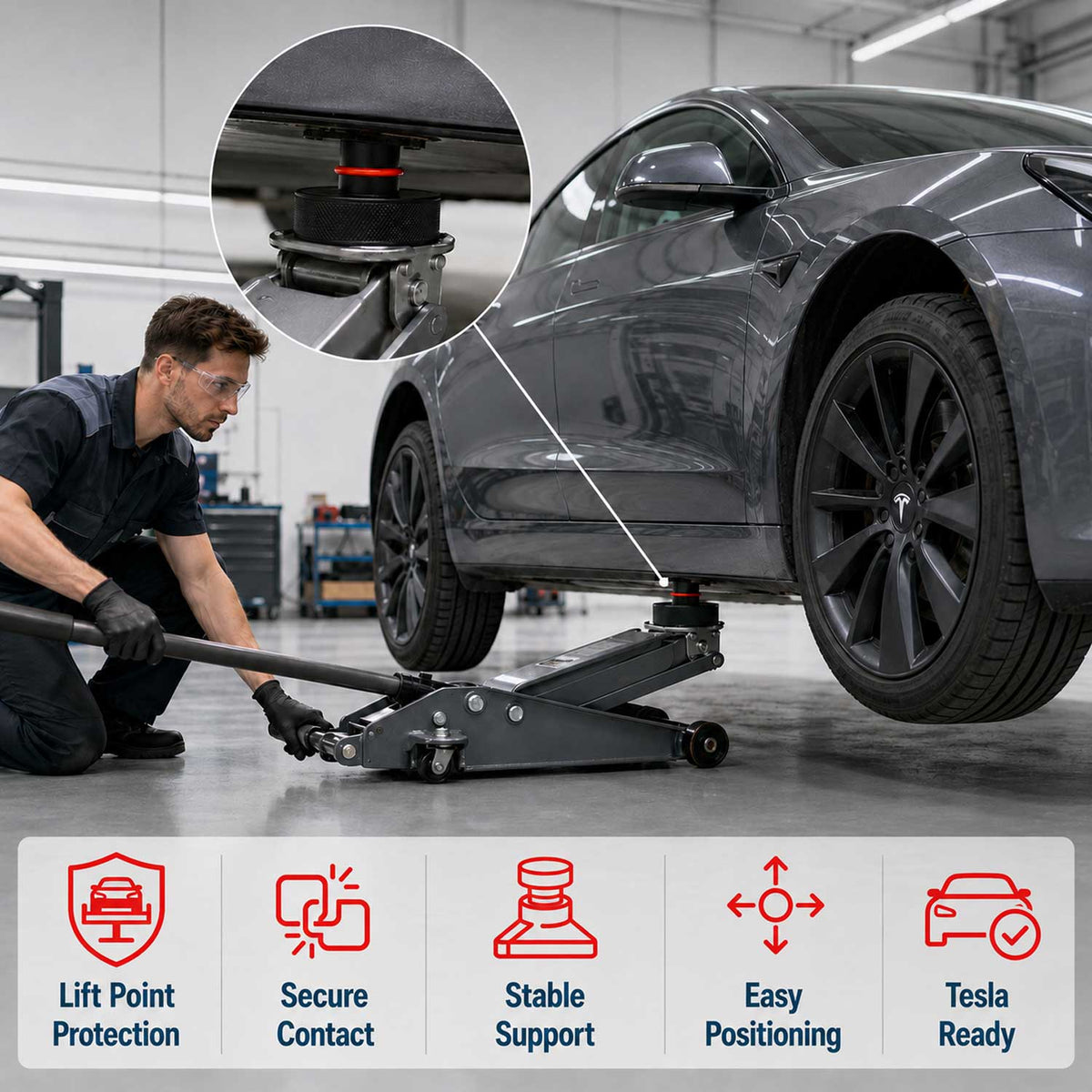 78 mm-es gumipogácsa emelőhöz TESLA model 3, s, y & x GEBO TOOLS