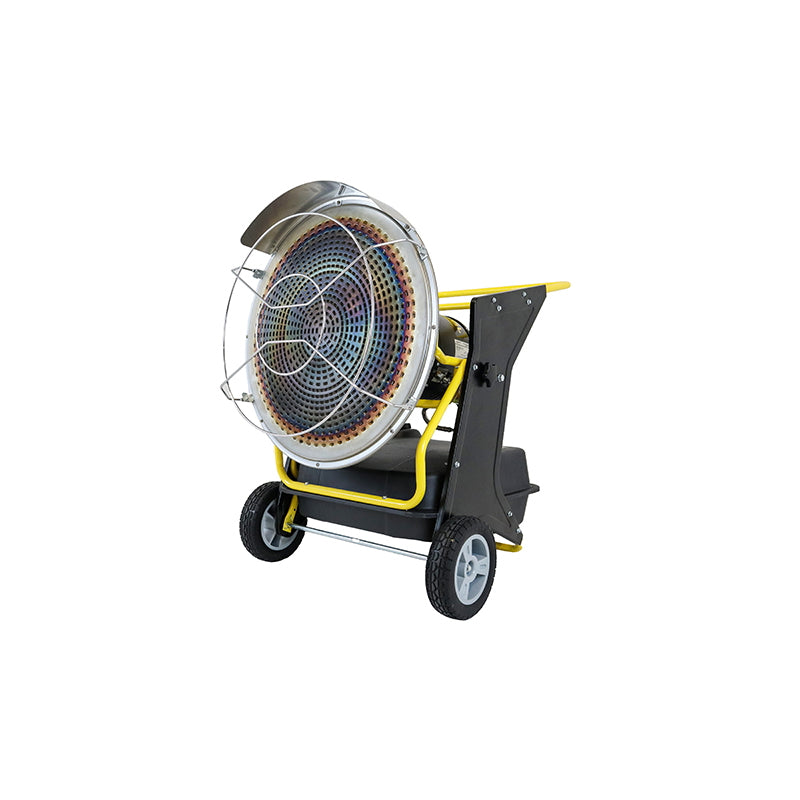 Dízel hőlégfúvó katalitikus égéssel és infravörös sugárzással, 220–240 V, 40 kW, 38 literes tartály, fogyasztás 3,8 l/h, tömeg 28,4 kg, Breckner Germany