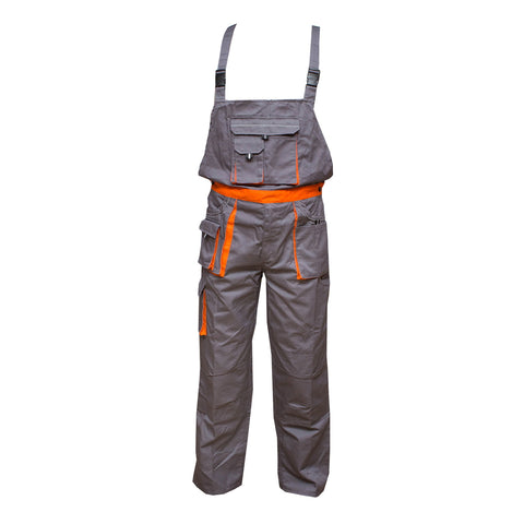 Kantáros munkásnadrág, szürke/narancssárga, 58-as méret, poliészter-pamut, 235 g/m², Breckner Germany