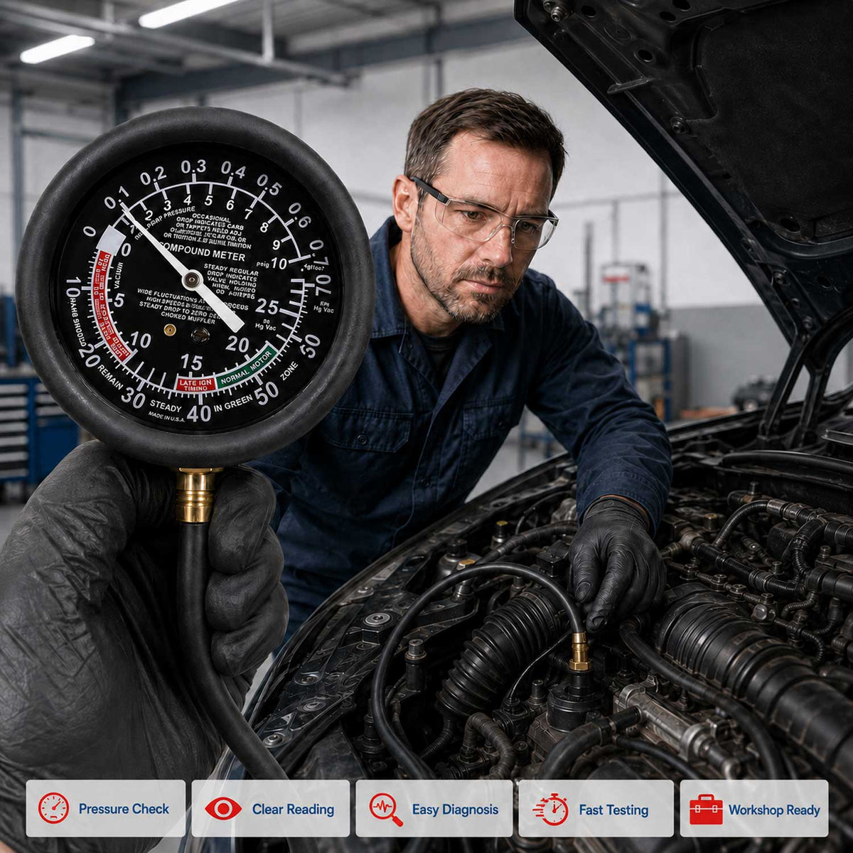 Nyomás- és vákuummérő GEBO TOOLS
