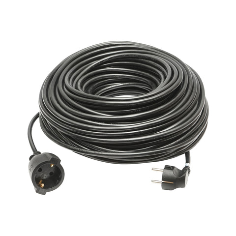 KERTI HOSSZABBÍTÓ, 50 M, FÖLDELT SCHUKO DUGALJ ÉS DUGÓ, 3X1,5 MM², FEKETE, 16A, 220–250V, BRECKNER GERMANY