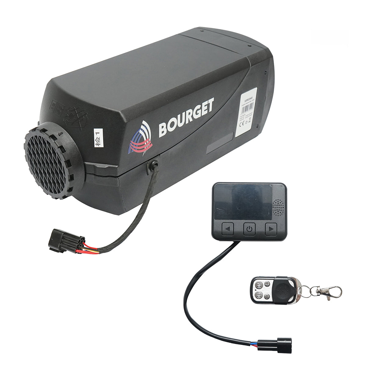 Állóhelyzeti fűtés, gazdaságos sirocou 12–24V, 5KW, LCD kijelzővel és távirányítóval, Bourget, műanyag