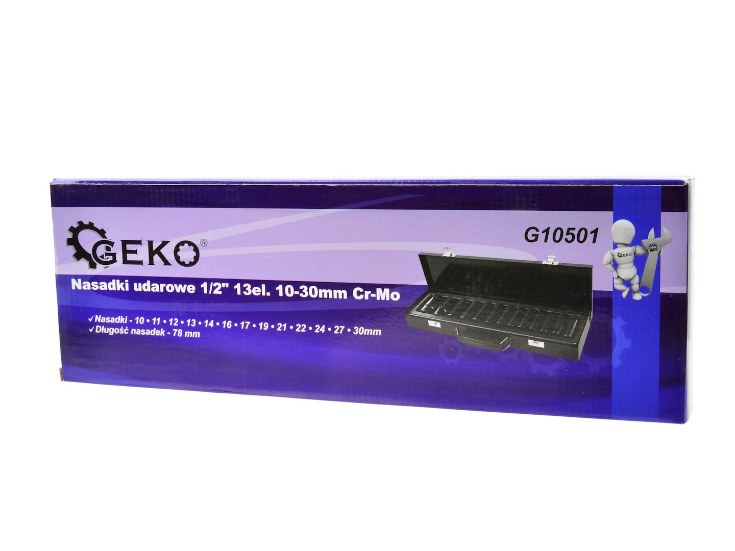 HOSSZÚ GÉPI DUGÓKULCS KÉSZLET 1/2" 10-30 MM 13 DB GEKO