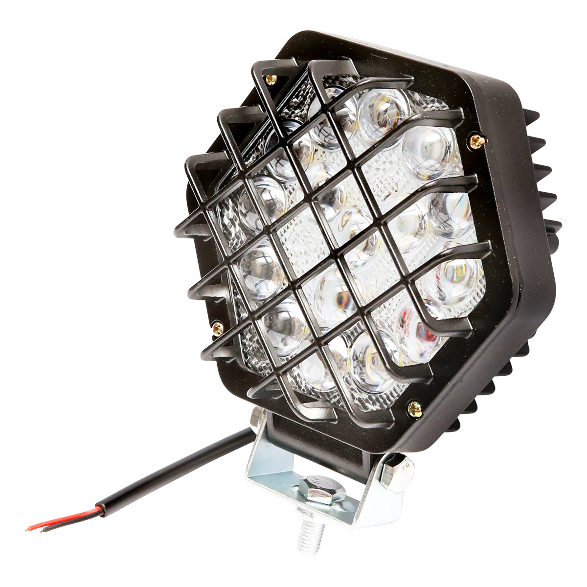 Hatszögletű LED reflektor, fehér fénnyel, ráccsal, 16 LED, 12/24V, Ø125 mm, Breckner Germany