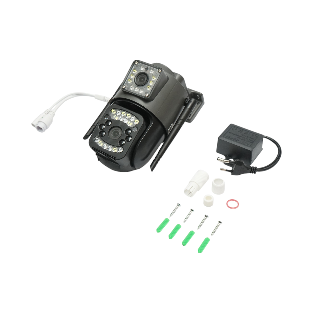 Smart-bulb LED kamera, dupla lencsés, 4 MP, 360° PTZ, WIFI 2.4GHz, E27 foglalat, mozgásérzékelő, iCSee alkalmazás