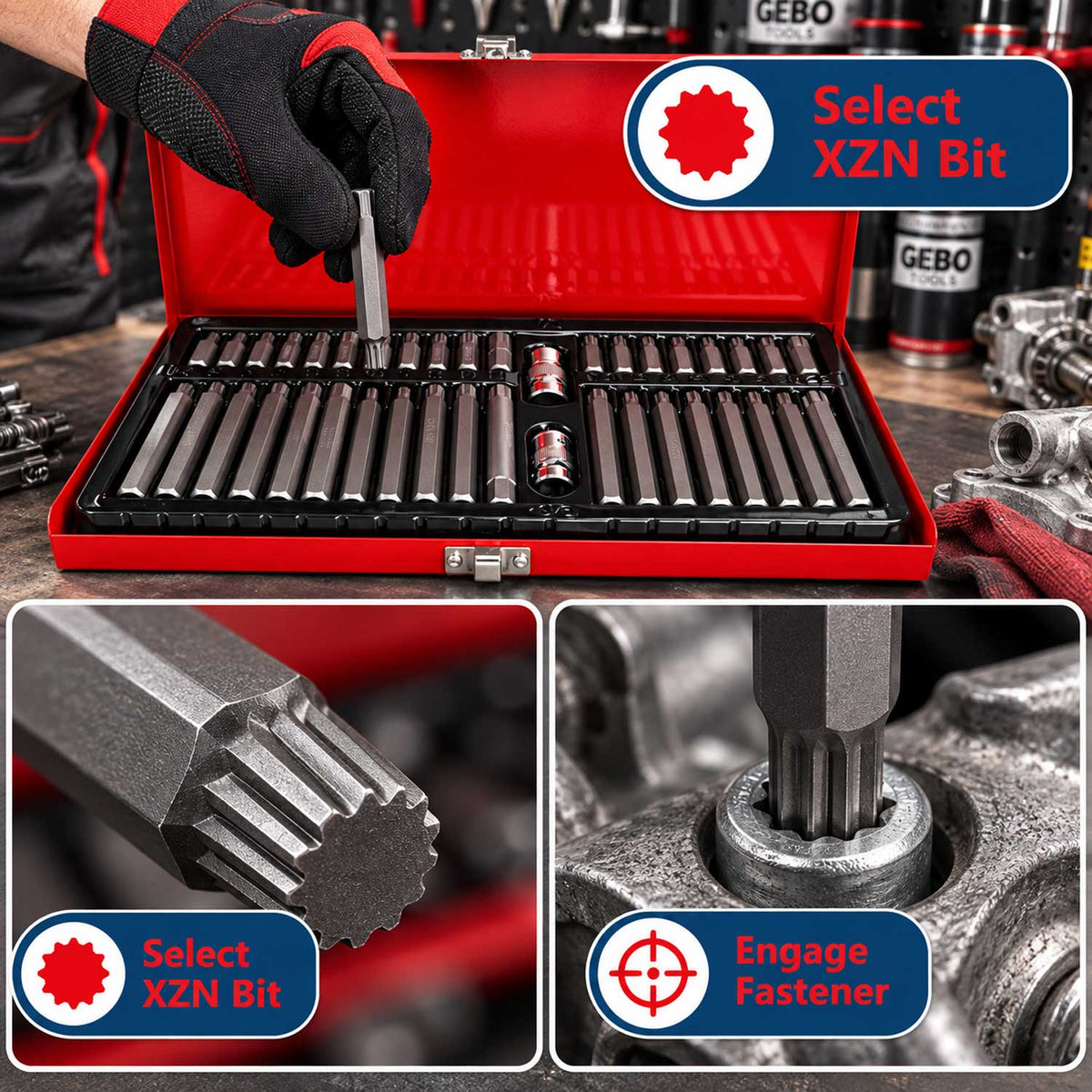 Bit készlet TORX XZN hex splin 40 db GEBO TOOLS