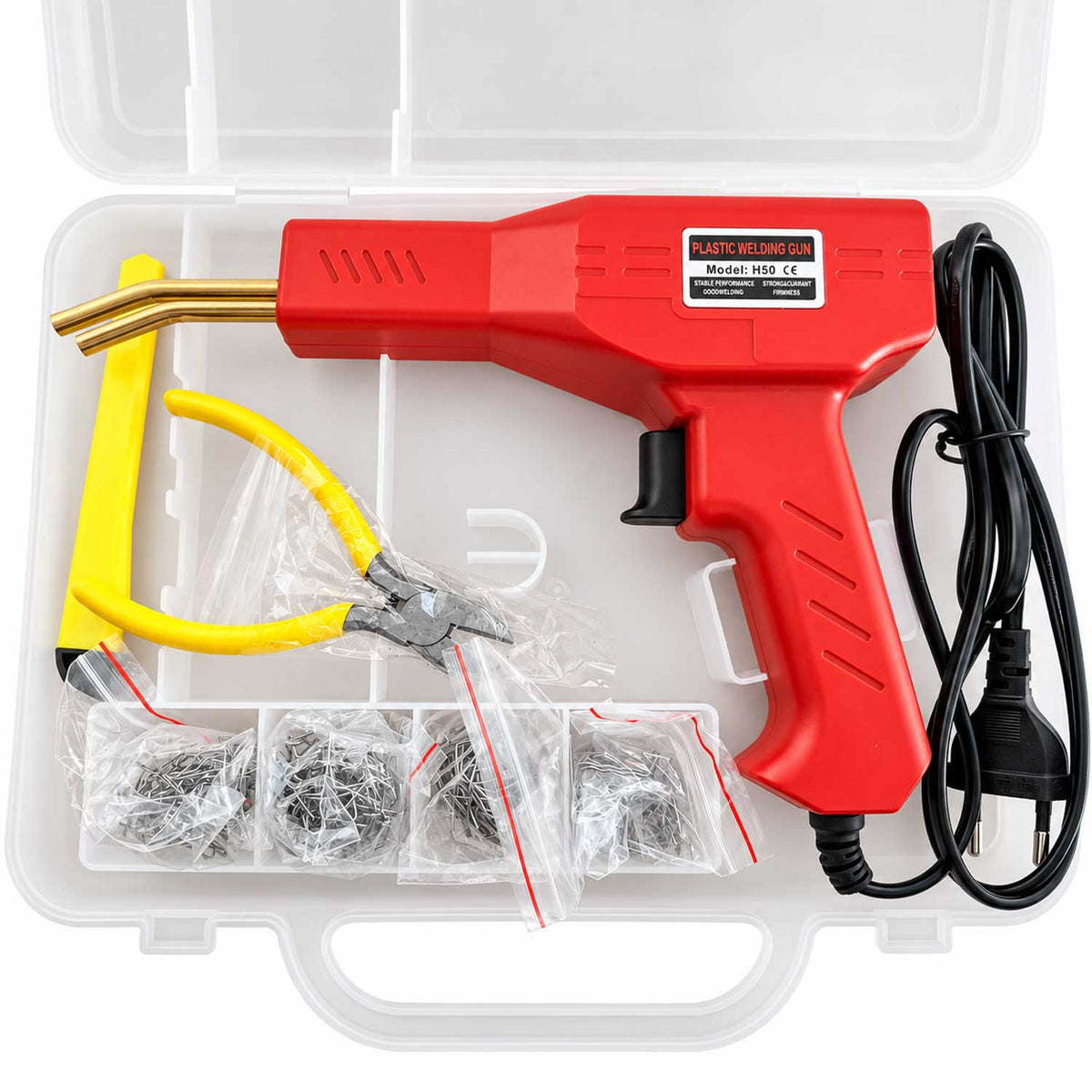 Műanyag hegesztő pisztoly 50 W 200 db kapoccsal GEBO TOOLS
